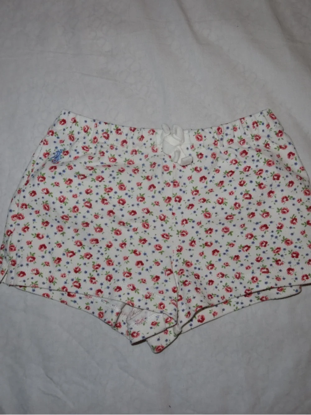 Ralph Lauren 12 Month White Floral Print Cotton Stretch Shorts